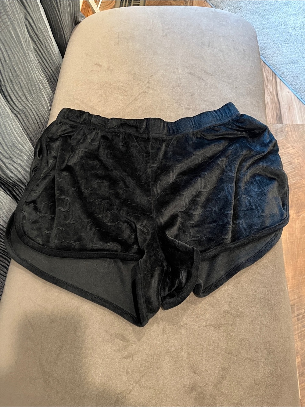 Juicy Couture Black Velvet Athletic Lounge Shorts